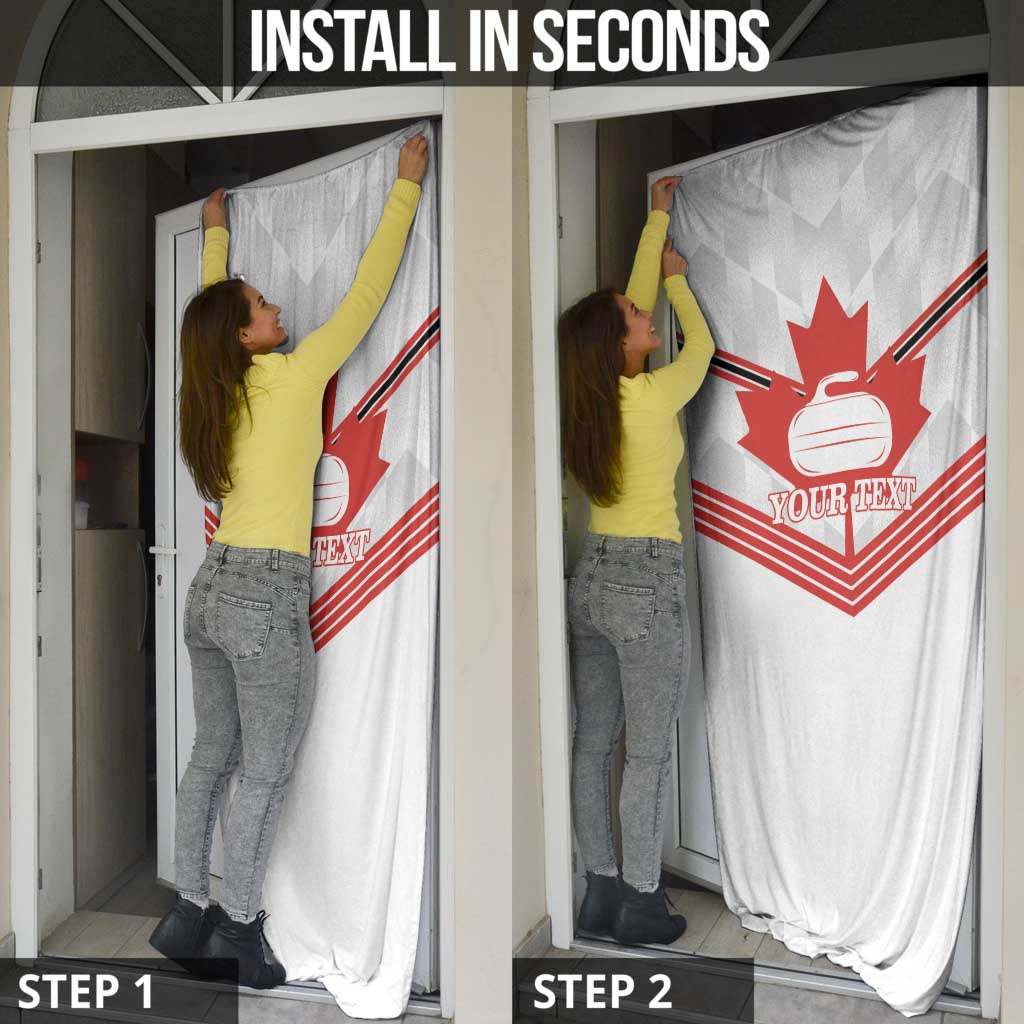 Personalized Canada Curling Door Cover Maple Leaf White Version - Wonder Print Shop