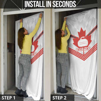 Personalized Canada Curling Door Cover Maple Leaf White Version - Wonder Print Shop