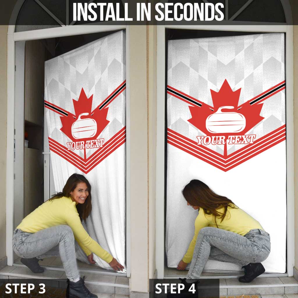 Personalized Canada Curling Door Cover Maple Leaf White Version - Wonder Print Shop