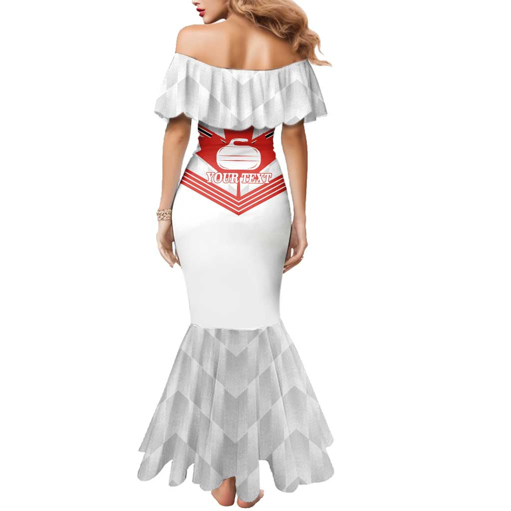 Personalized Canada Curling Family Matching Mermaid Dress and Hawaiian Shirt Maple Leaf White Version - Wonder Print Shop