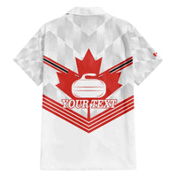 Personalized Canada Curling Family Matching Off The Shoulder Long Sleeve Dress and Hawaiian Shirt Maple Leaf White Version - Wonder Print Shop