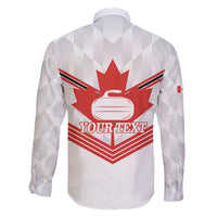 Personalized Canada Curling Family Matching Off The Shoulder Long Sleeve Dress and Hawaiian Shirt Maple Leaf White Version - Wonder Print Shop