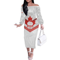 Personalized Canada Curling Family Matching Off The Shoulder Long Sleeve Dress and Hawaiian Shirt Maple Leaf White Version - Wonder Print Shop