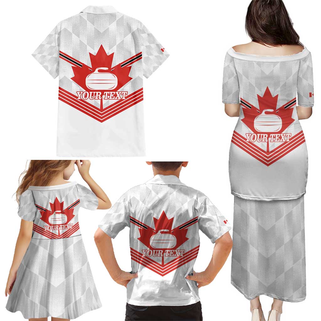 Personalized Canada Curling Family Matching Puletasi and Hawaiian Shirt Maple Leaf White Version - Wonder Print Shop