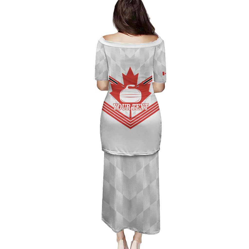 Personalized Canada Curling Family Matching Puletasi and Hawaiian Shirt Maple Leaf White Version - Wonder Print Shop