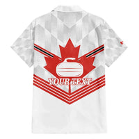 Personalized Canada Curling Family Matching Short Sleeve Bodycon Dress and Hawaiian Shirt Maple Leaf White Version - Wonder Print Shop