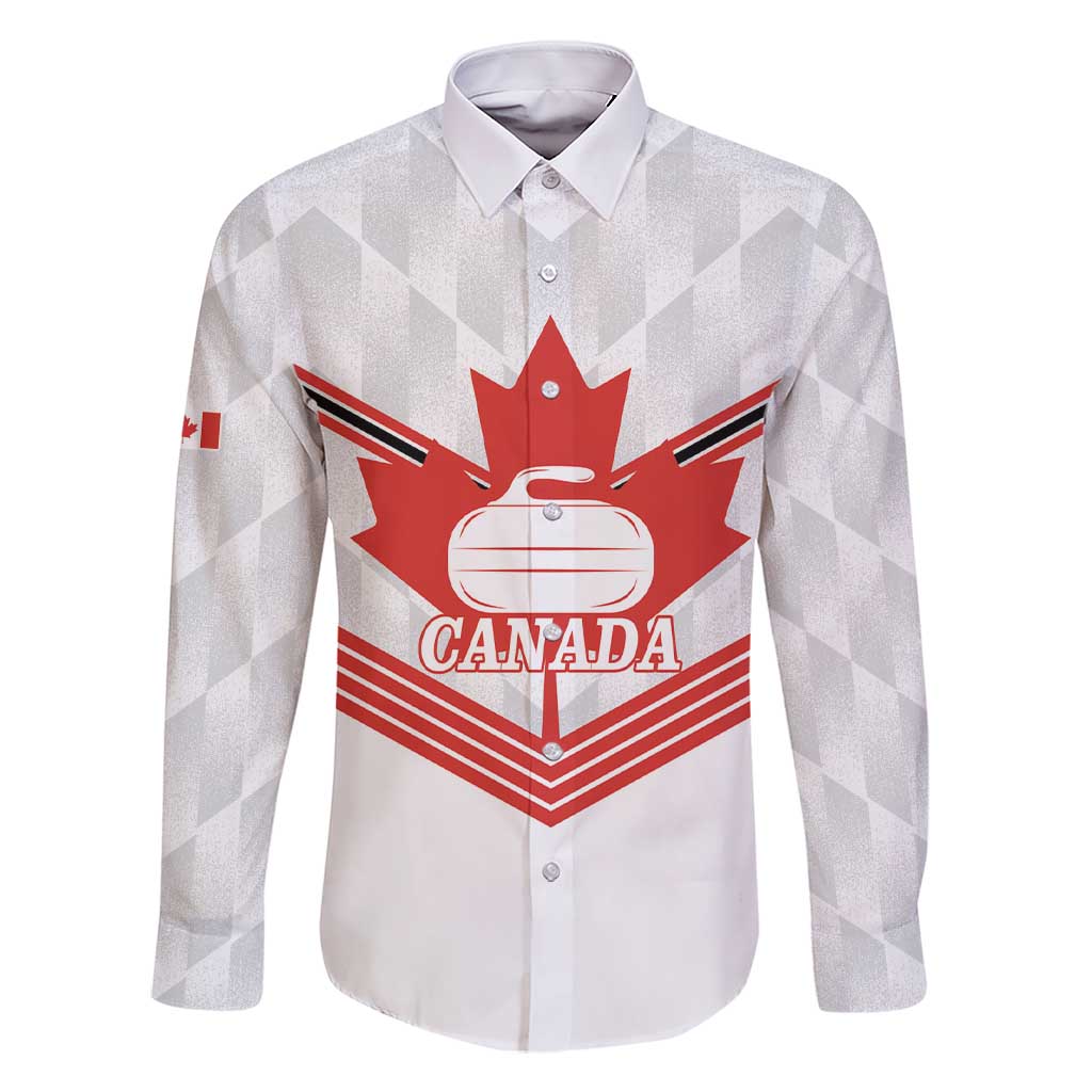 Personalized Canada Curling Family Matching Short Sleeve Bodycon Dress and Hawaiian Shirt Maple Leaf White Version - Wonder Print Shop