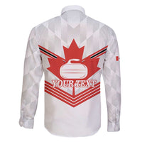 Personalized Canada Curling Family Matching Short Sleeve Bodycon Dress and Hawaiian Shirt Maple Leaf White Version - Wonder Print Shop