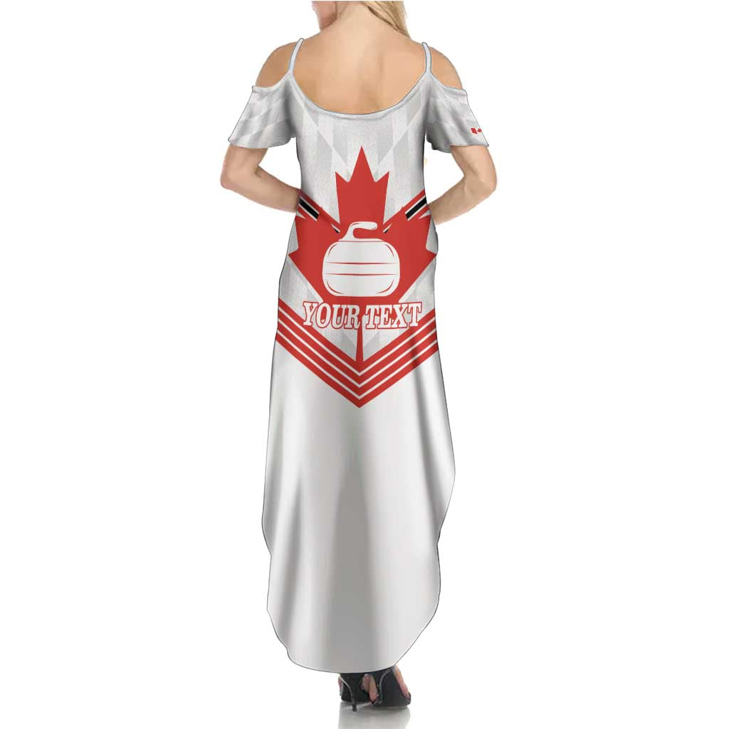 Personalized Canada Curling Family Matching Summer Maxi Dress and Hawaiian Shirt Maple Leaf White Version - Wonder Print Shop