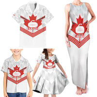 Personalized Canada Curling Family Matching Tank Maxi Dress and Hawaiian Shirt Maple Leaf White Version - Wonder Print Shop