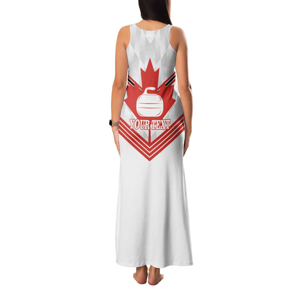 Personalized Canada Curling Family Matching Tank Maxi Dress and Hawaiian Shirt Maple Leaf White Version - Wonder Print Shop