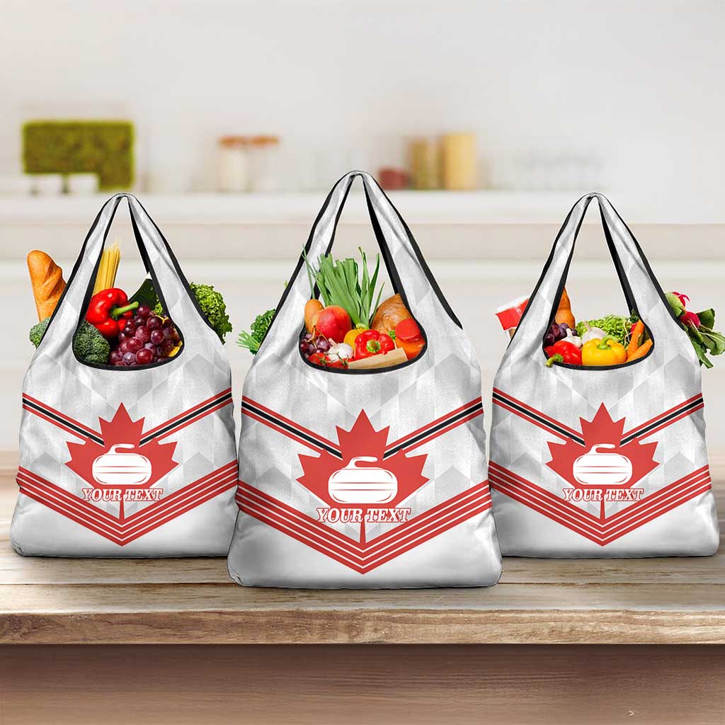 Personalized Canada Curling Grocery Bag Maple Leaf White Version - Wonder Print Shop
