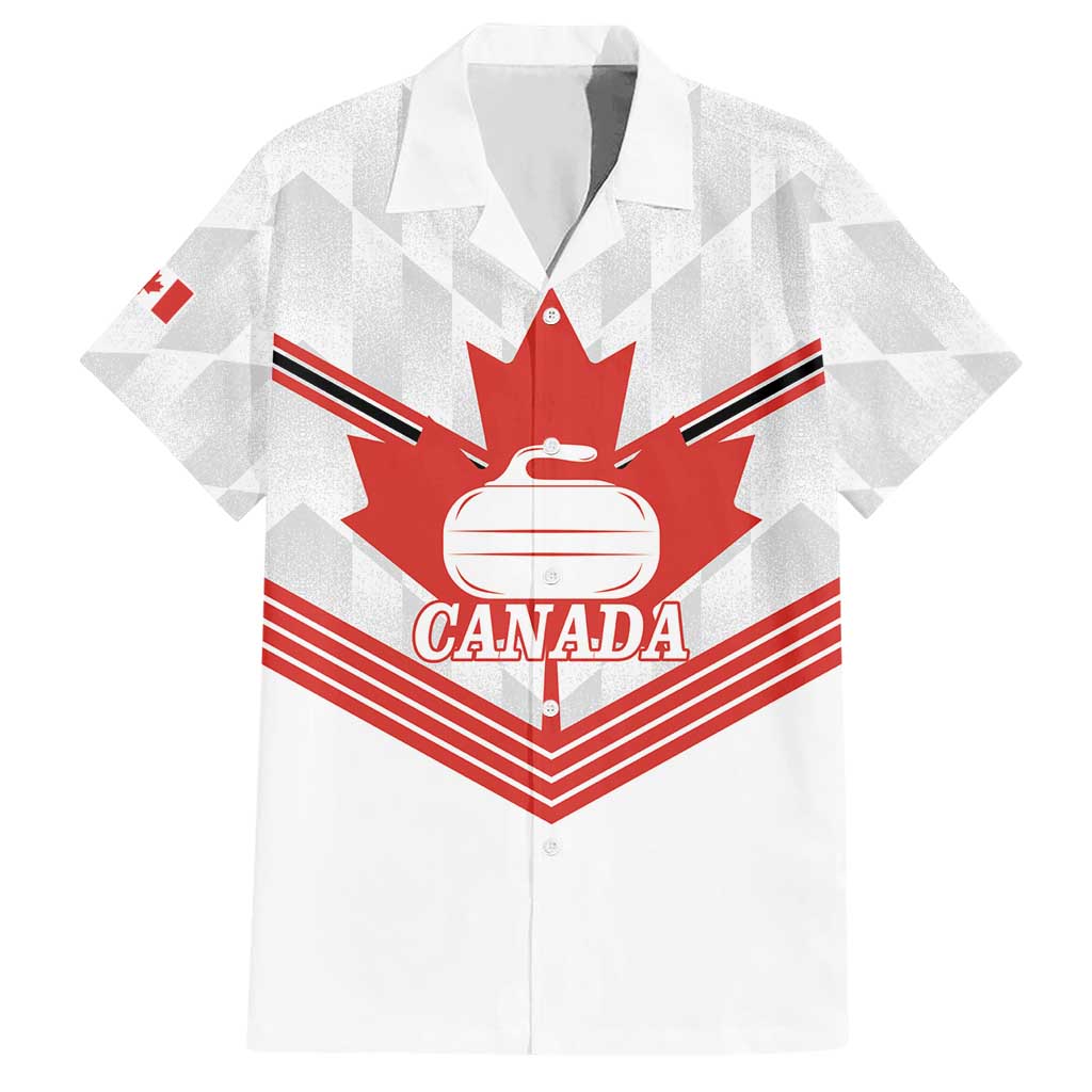 Personalized Canada Curling Hawaiian Shirt Maple Leaf White Version - Wonder Print Shop