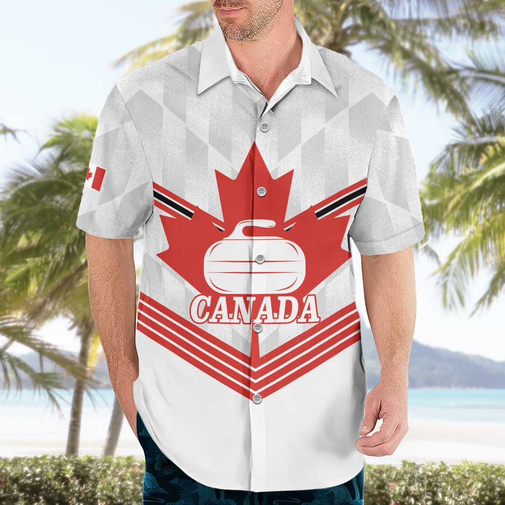 Personalized Canada Curling Hawaiian Shirt Maple Leaf White Version - Wonder Print Shop