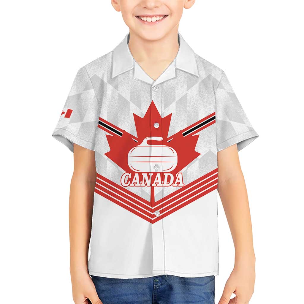 Personalized Canada Curling Hawaiian Shirt Maple Leaf White Version - Wonder Print Shop