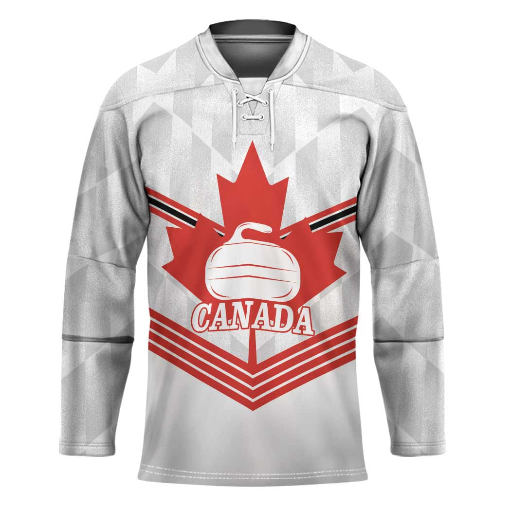 Personalized Canada Curling Hockey Jersey Maple Leaf White Version - Wonder Print Shop
