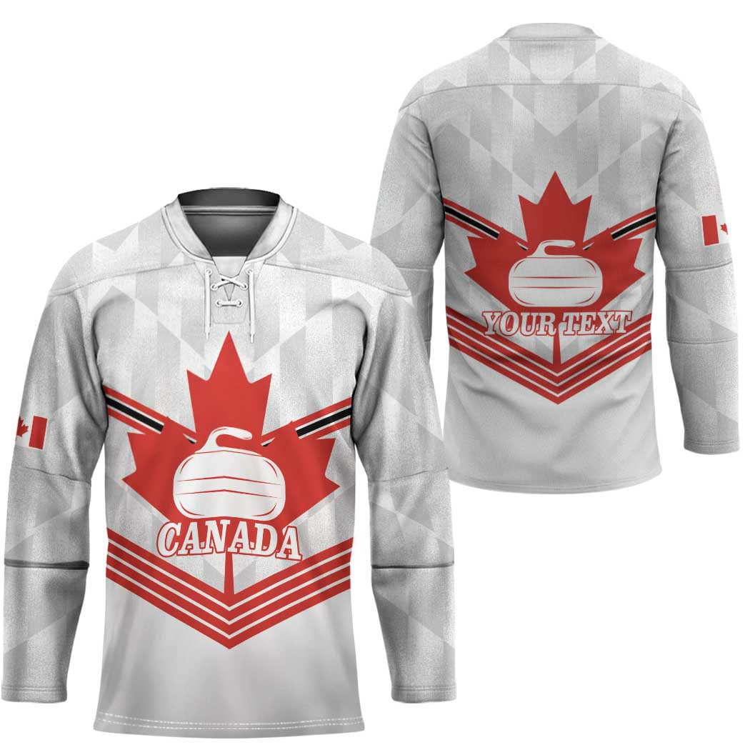 Personalized Canada Curling Hockey Jersey Maple Leaf White Version - Wonder Print Shop
