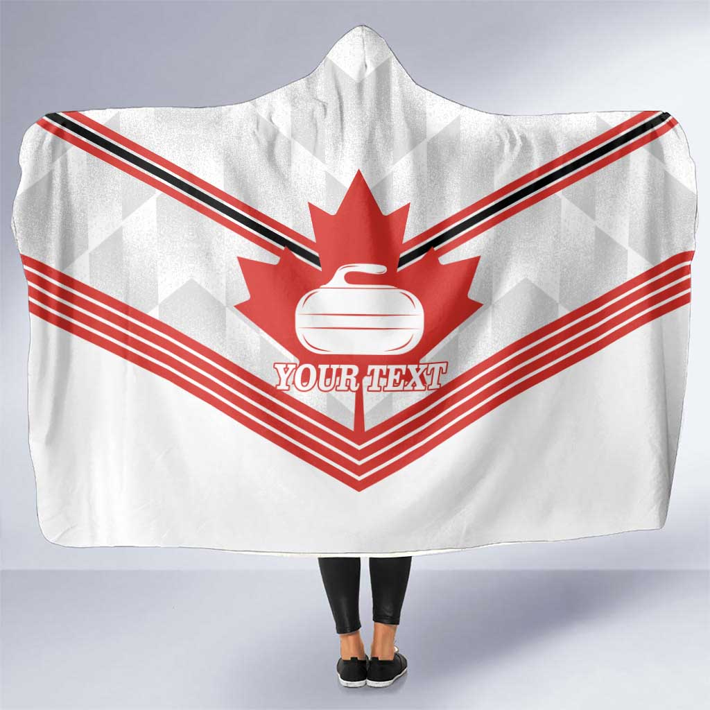 Personalized Canada Curling Hooded Blanket Maple Leaf White Version - Wonder Print Shop