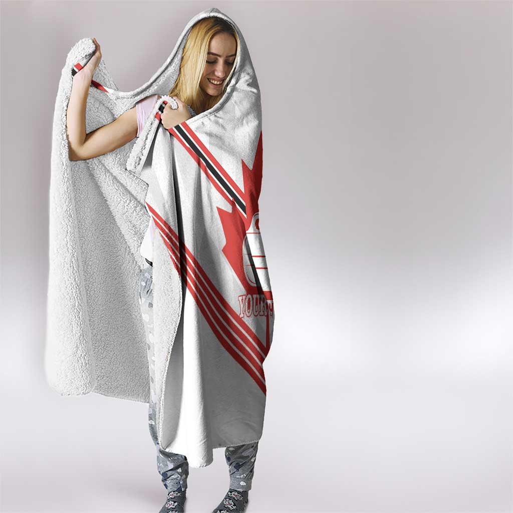 Personalized Canada Curling Hooded Blanket Maple Leaf White Version - Wonder Print Shop
