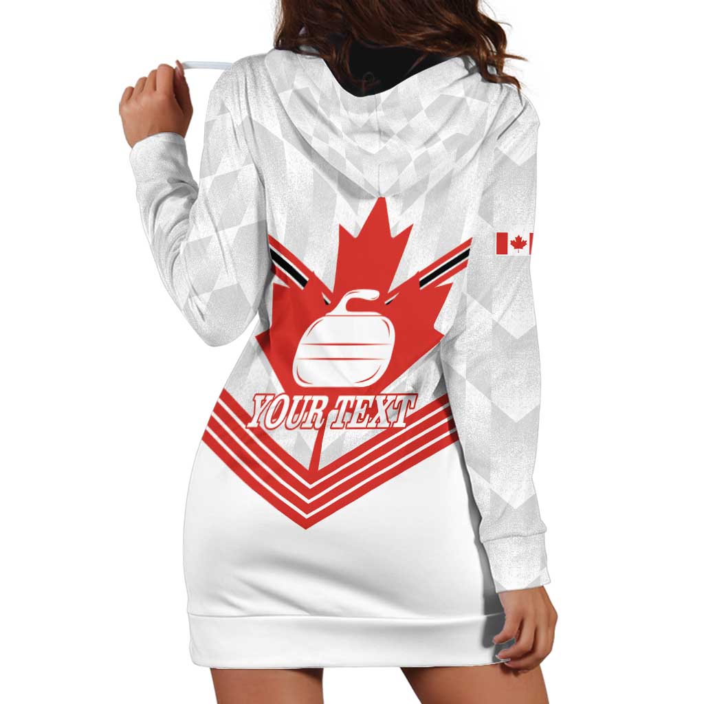 Personalized Canada Curling Hoodie Dress Maple Leaf White Version - Wonder Print Shop