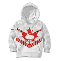 Personalized Canada Curling Kid Hoodie Maple Leaf White Version - Wonder Print Shop