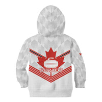 Personalized Canada Curling Kid Hoodie Maple Leaf White Version - Wonder Print Shop