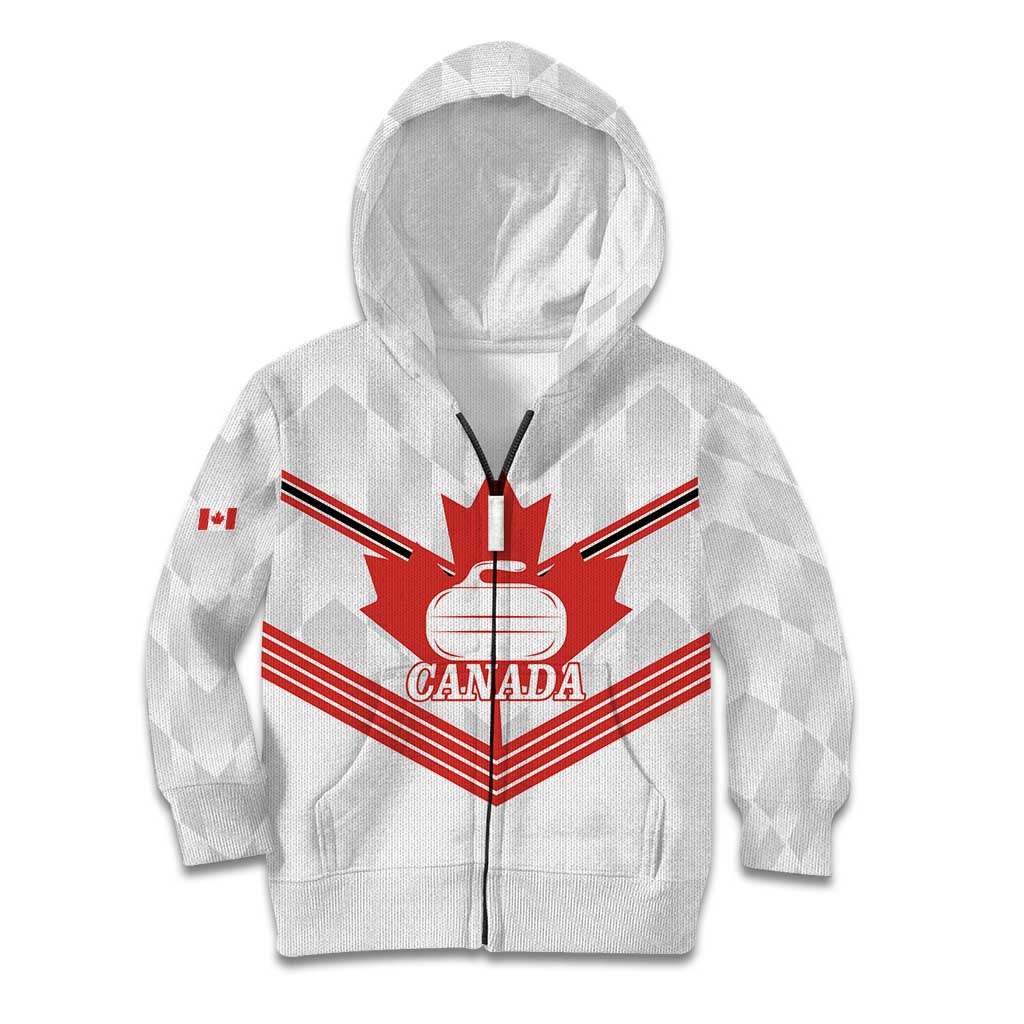 Personalized Canada Curling Kid Hoodie Maple Leaf White Version - Wonder Print Shop