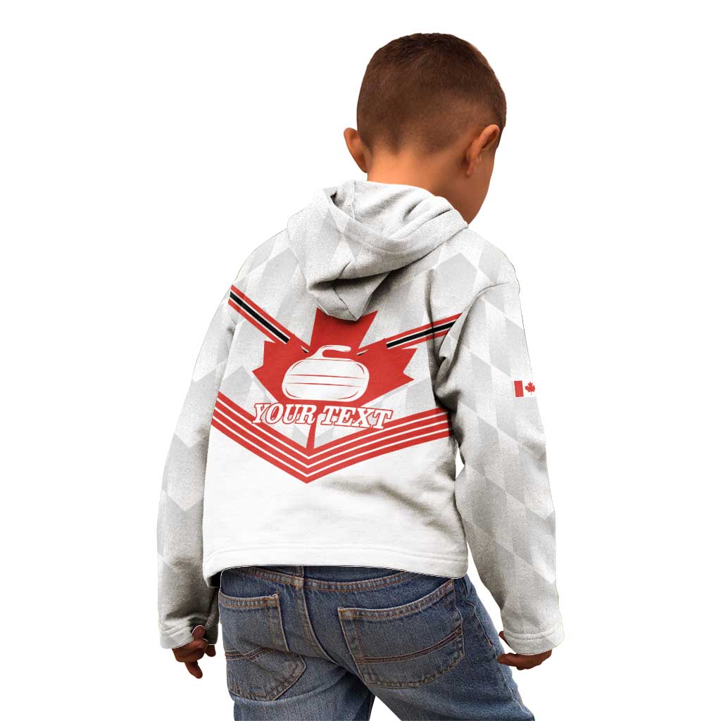 Personalized Canada Curling Kid Hoodie Maple Leaf White Version - Wonder Print Shop