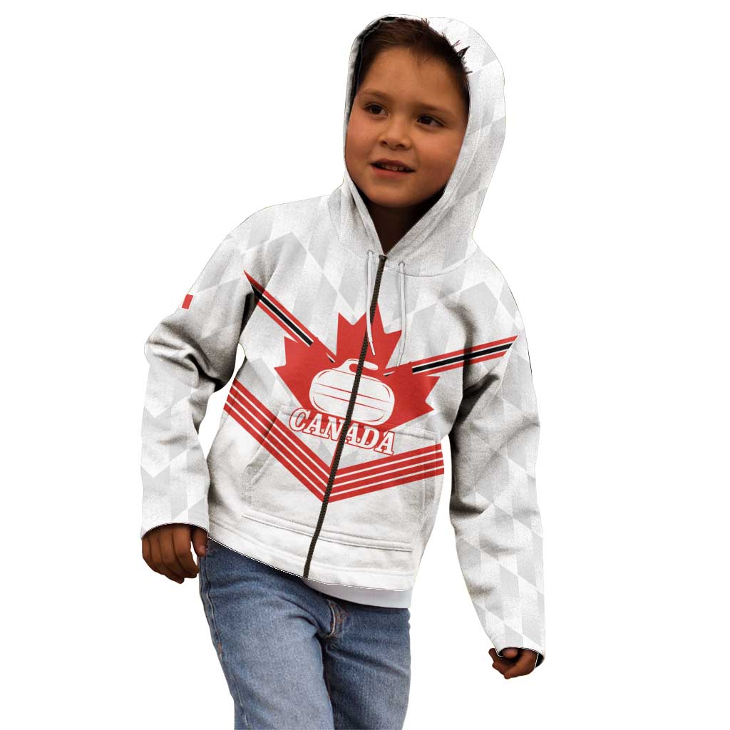 Personalized Canada Curling Kid Hoodie Maple Leaf White Version - Wonder Print Shop