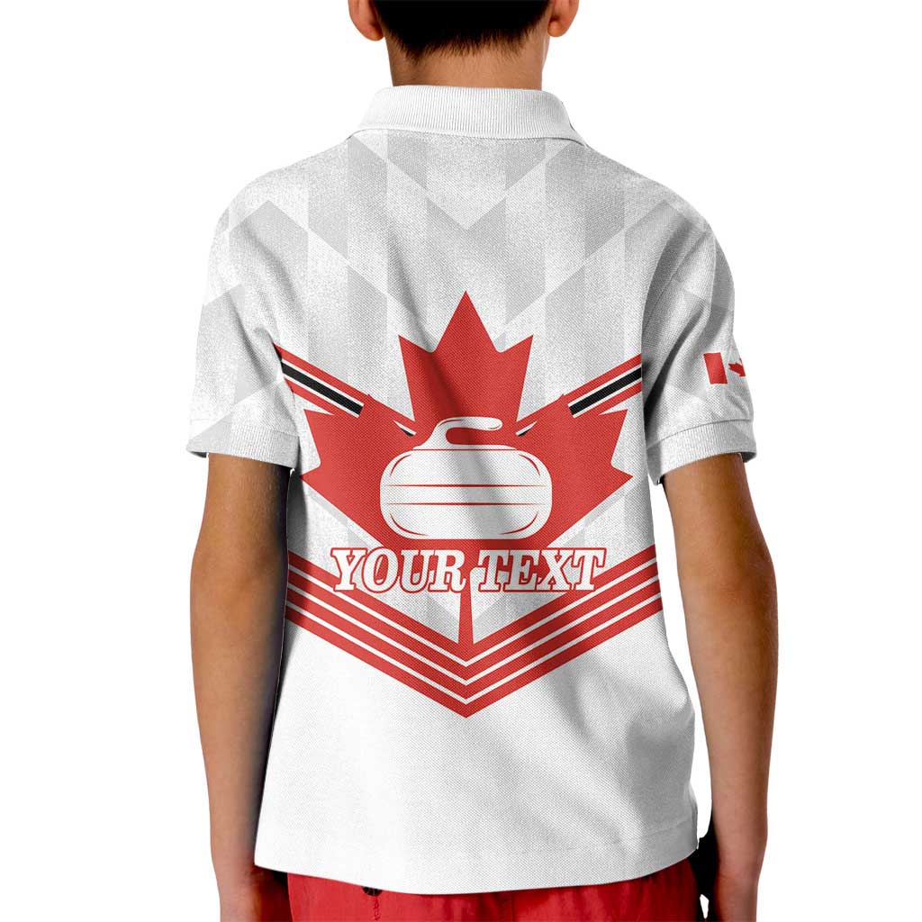 Personalized Canada Curling Kid Polo Shirt Maple Leaf White Version - Wonder Print Shop