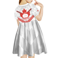 Personalized Canada Curling Kid Short Sleeve Dress Maple Leaf White Version - Wonder Print Shop