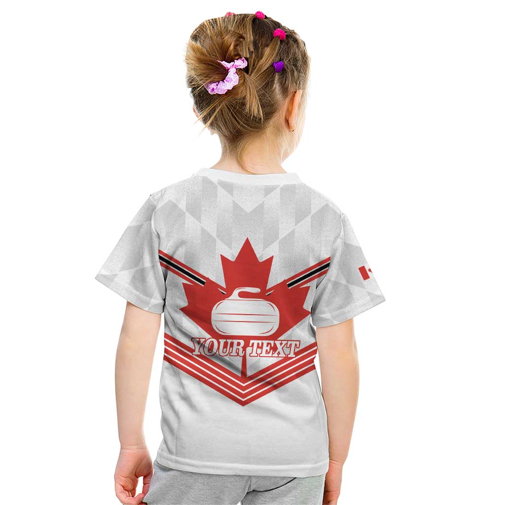 Personalized Canada Curling Kid T Shirt Maple Leaf White Version - Wonder Print Shop