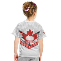 Personalized Canada Curling Kid T Shirt Maple Leaf White Version - Wonder Print Shop