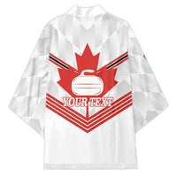 Personalized Canada Curling Kimono Maple Leaf White Version - Wonder Print Shop