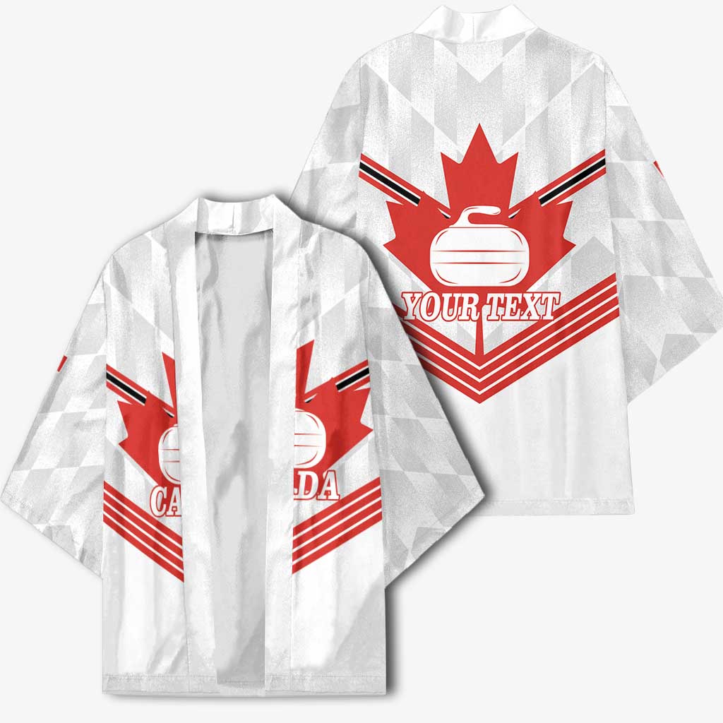 Personalized Canada Curling Kimono Maple Leaf White Version - Wonder Print Shop