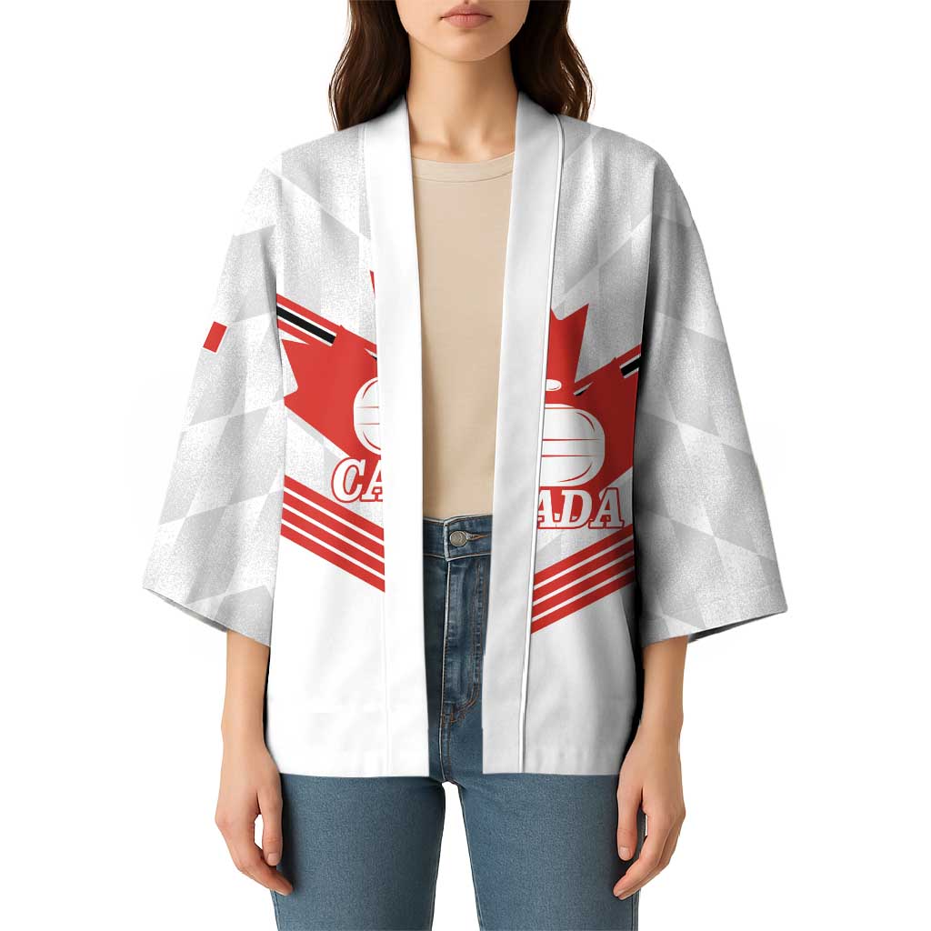 Personalized Canada Curling Kimono Maple Leaf White Version - Wonder Print Shop