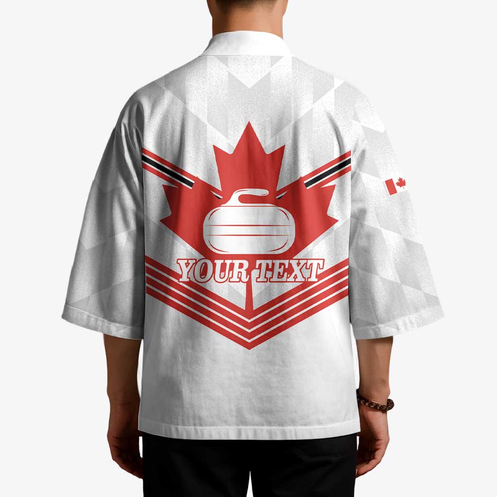 Personalized Canada Curling Kimono Maple Leaf White Version - Wonder Print Shop