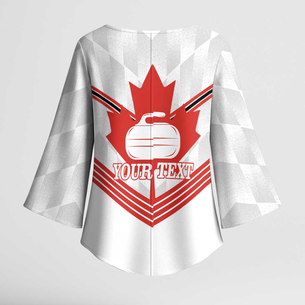 Personalized Canada Curling Kimono Sleeve Blouse Maple Leaf White Version - Wonder Print Shop