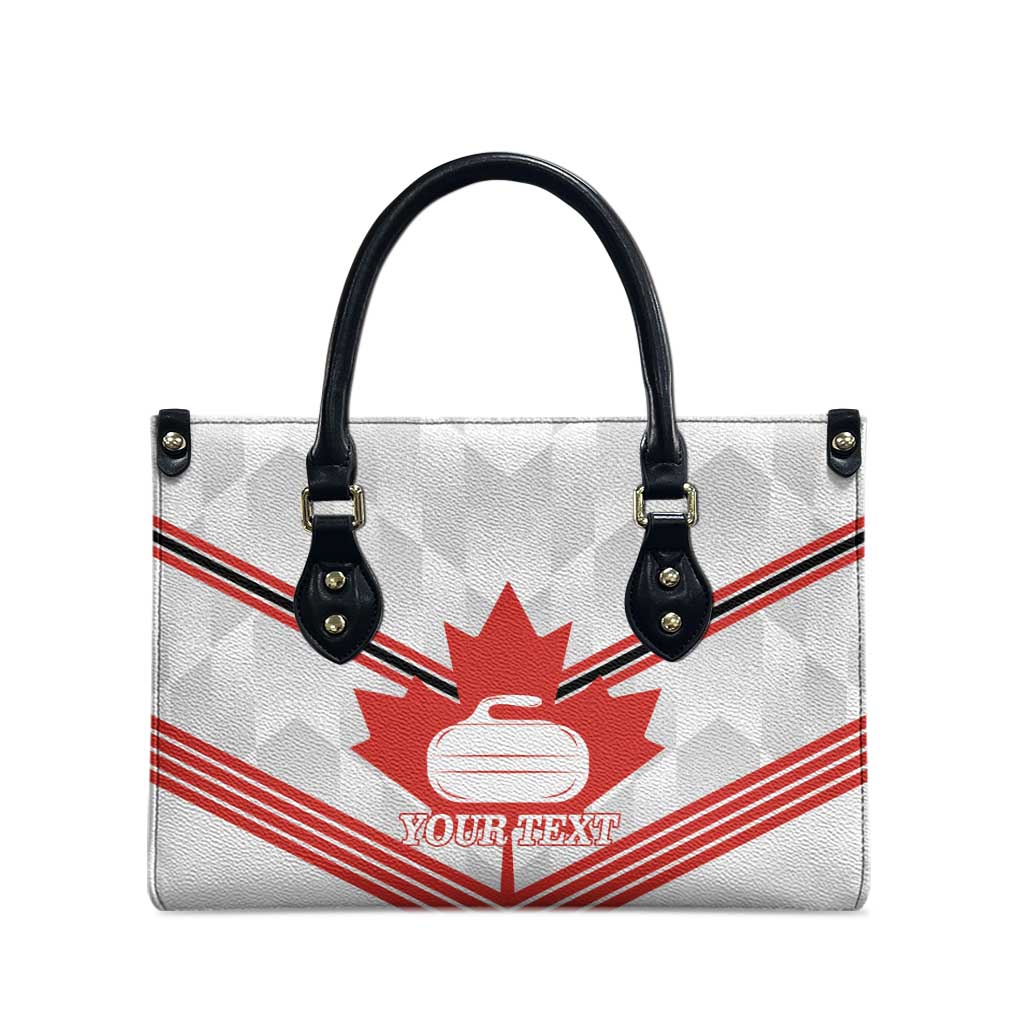 Personalized Canada Curling Leather Bag Maple Leaf White Version - Wonder Print Shop