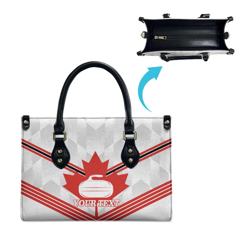 Personalized Canada Curling Leather Bag Maple Leaf White Version - Wonder Print Shop
