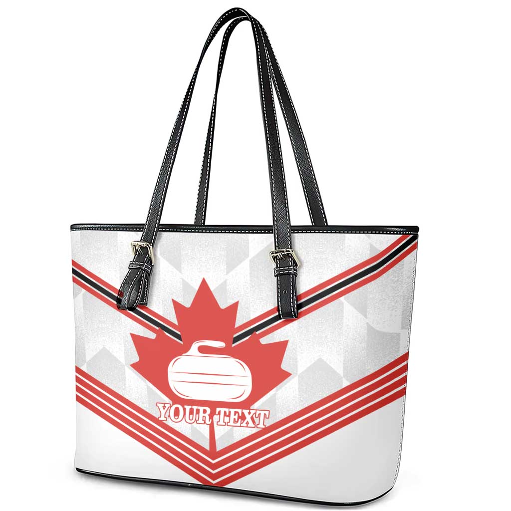 Personalized Canada Curling Leather Tote Bag Maple Leaf White Version - Wonder Print Shop