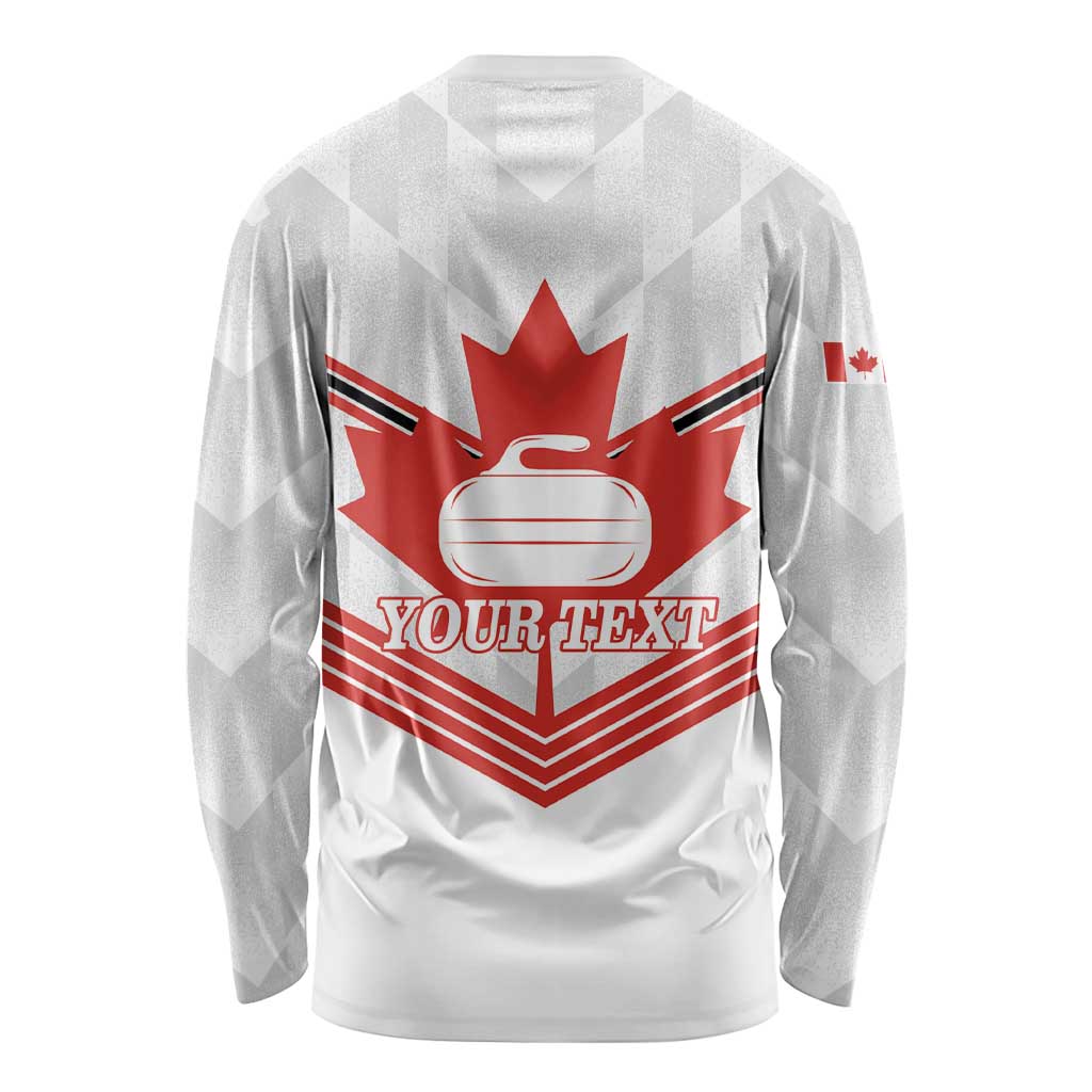 Personalized Canada Curling Long Sleeve Shirt Maple Leaf White Version - Wonder Print Shop