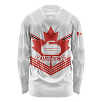 Personalized Canada Curling Long Sleeve Shirt Maple Leaf White Version - Wonder Print Shop