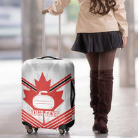 Personalized Canada Curling Luggage Cover Maple Leaf White Version - Wonder Print Shop