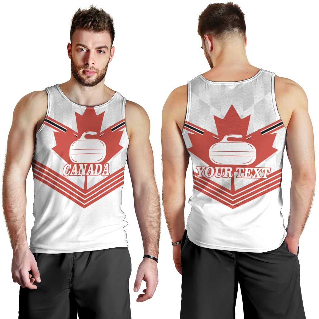 Personalized Canada Curling Men Tank Top Maple Leaf White Version - Wonder Print Shop