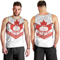 Personalized Canada Curling Men Tank Top Maple Leaf White Version - Wonder Print Shop
