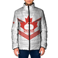 Personalized Canada Curling Padded Jacket Maple Leaf White Version - Wonder Print Shop