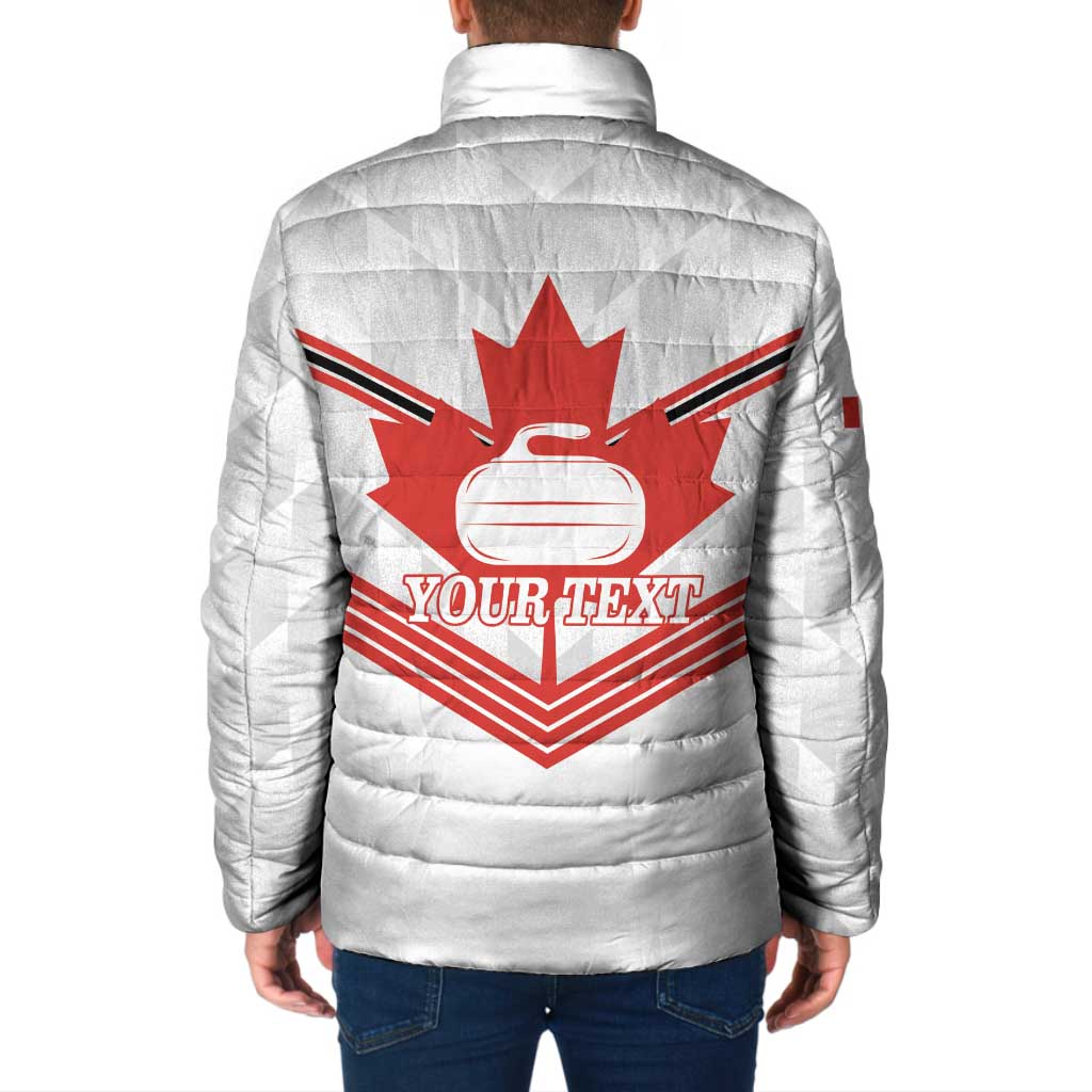 Personalized Canada Curling Padded Jacket Maple Leaf White Version - Wonder Print Shop