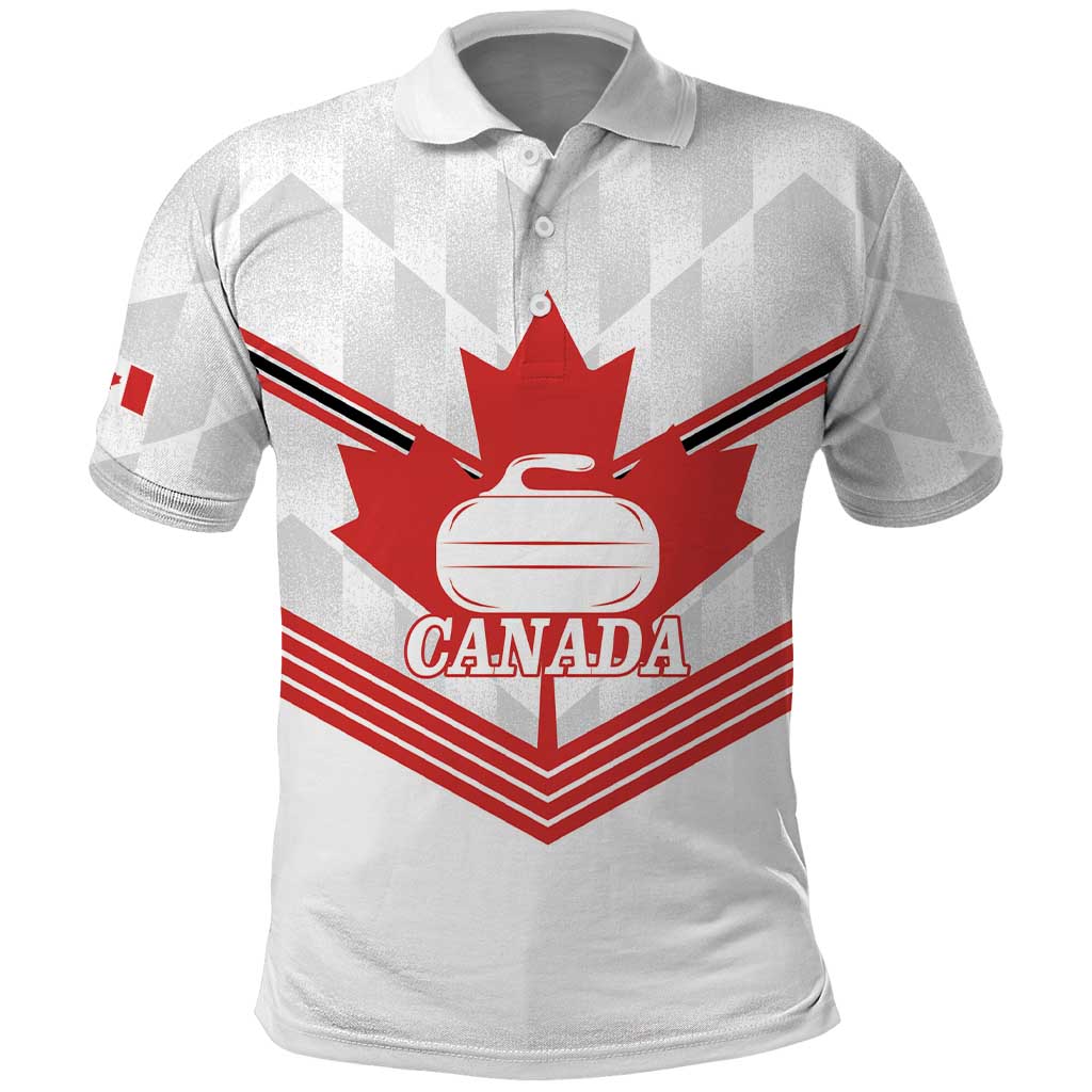 Personalized Canada Curling Polo Shirt Maple Leaf White Version - Wonder Print Shop