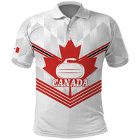 Personalized Canada Curling Polo Shirt Maple Leaf White Version - Wonder Print Shop